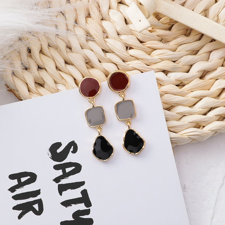 3-Tier Enamel Earrings