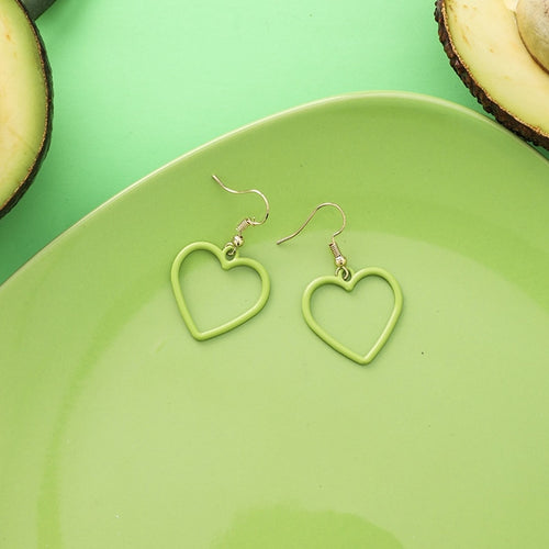 Green Heart Pendant Earrings