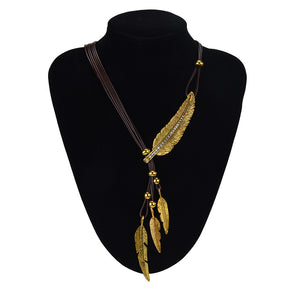 Metal Feather Necklace