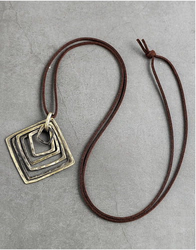 Hammered Metal Square Necklace