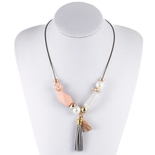 Load image into Gallery viewer, Beaded Leather Tassel Necklace