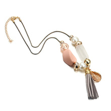 Load image into Gallery viewer, Beaded Leather Tassel Necklace